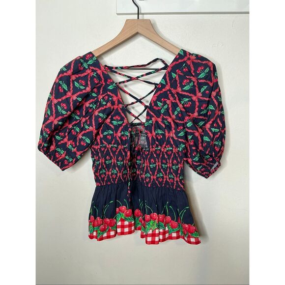 Damson Madder Allegra Puff Sleeve Blouse | Blue in 10 - Picture 6 of 11